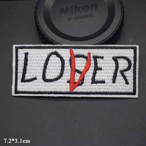 Lovely Words Red V not S Iron On Embroidered Clothes Patches For Girl Woman Clothing Stickers Garment Wholesale