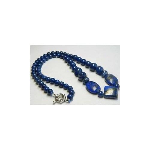 Real Natural Blue Egyptian Lapis Lazuli Beads Necklace 18"