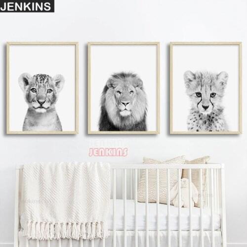 Posters and Prints Black and White African Animals Canvas Paintings Wall Art Pictures for Children Room Home Decorative No Frame