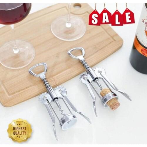 Portable Stainless Steel Red Wine Opener Wing Type Metal Wine Corkscrew Bottle Openers Corkscrews Wine Cork Remover Kitchen Bar