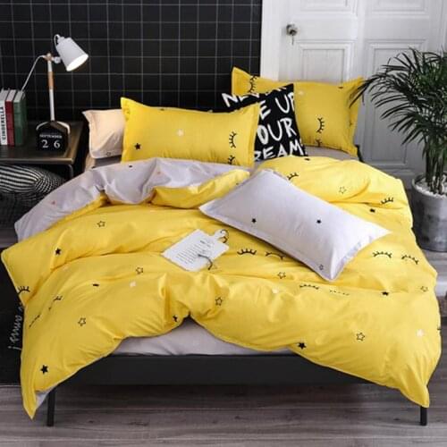 Printed Solid Bedding Sets Autumn Winter Double Home Bed Set 3-4pcs Cartoon Pattern Queen King Size Duvet Covers Bedclothes