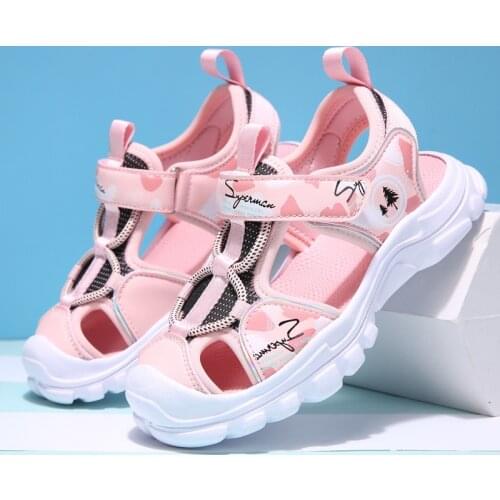 Girls Sandals 2021 new fashion girls summer princess soft bottom Non-slip Barefoot childrens sports shoes