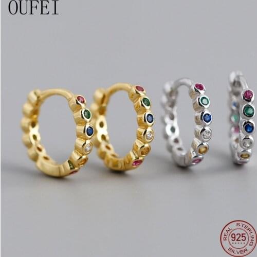 OUFEI Hoop Earrings For Women Fashion Beautiful Earrings 100% 925 Sterling Silver Round Earrings Jewelry Gifts Jewelry EH1109