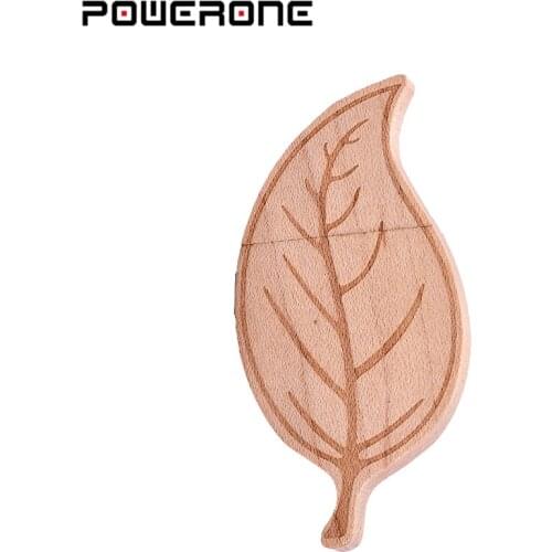 POWERONE (free custom logo) Wooden Leaves USB flash drive pen driver wood tree leaf pendrive 4GB 16GB 32GB 64GB memory stick