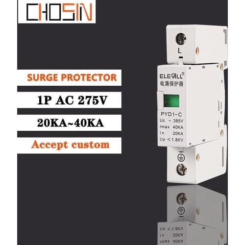 Surge Protector C40-1P 20KA~40KA 275V 385V 420V AC Spd House Protective Low-voltage Arrester Device Lightning Protection