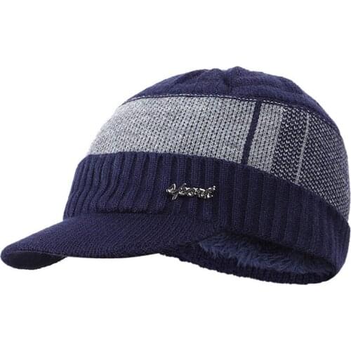Patchwork Knitted Thick Hat for Men Women Velvet inside Winter Warm Cap Female Male Earflap Beanies Fashion New 2021 Spring