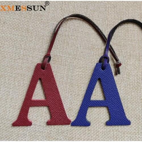 XMESSUN New English Letters Charm A Luxury Genuine Natural Leather Character Alphabet Keychain Backpack Pendant Ladies Women Bag