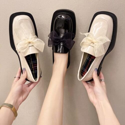 2021 Spring Fashion Womens Shallow Mouth Women Single Shoes Square Toe Platform Shoes All-match British Style Mary Jane Shoes