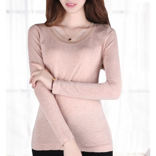 Spring autumn winter Ladies Cotton Sweater T-shirt collar sleeves all-match slim outer wear long sleeved johns thermal underwear