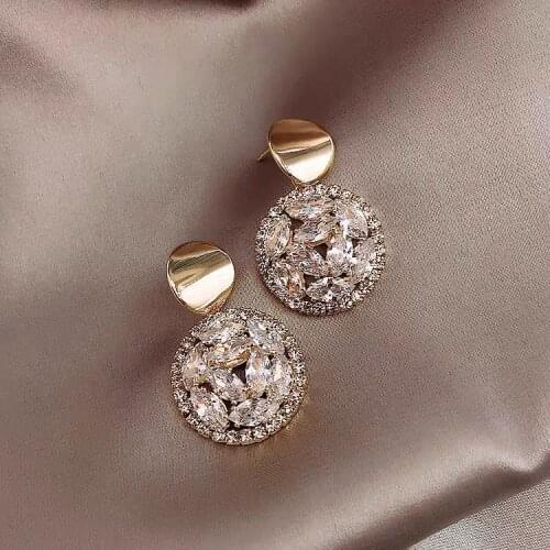 2020 bright round high-end earrings trendy Korean temperament earrings exaggerated personality earrings creative gifts