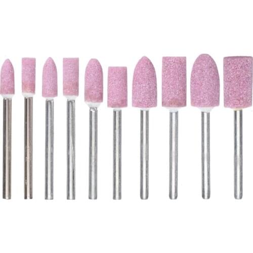 10pcs Polishing Grinding Mounted Stone 1/8'' Shank Abrasive Rotary Wheel Bit Flat Head Tip 4-10mm Grinding Polishing
