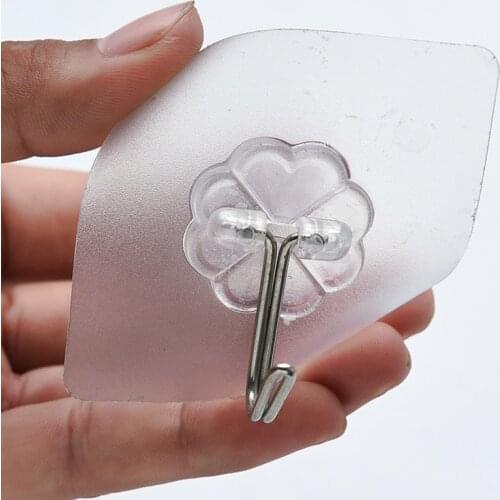 4PCS Bathroom Hooks Transparent Strong Self-adhesive Hanger Door Wall Towel Mop Hand Bag Sucker Hanging Kitchen Accessories