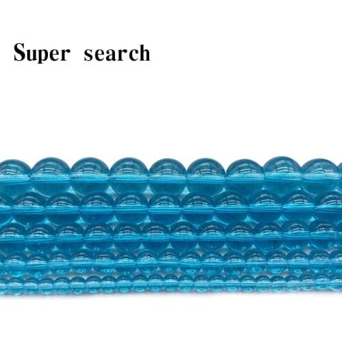 Free Shipping Natural Stone Smooth Light blue Glass Loose Beads 15" Strand 4 6 8 10 12 MM Pick Size For Jewelry Making