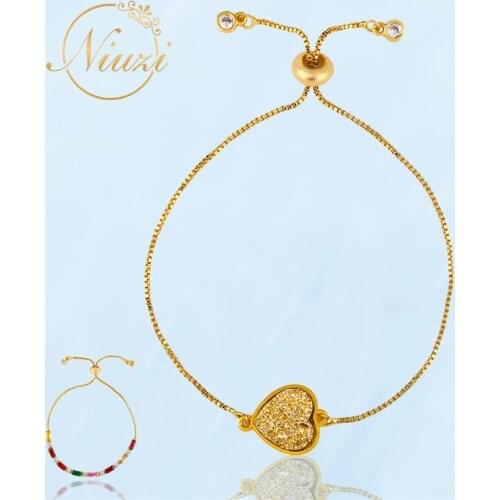 Vintage Zircon Bracelets For Women Gold Color Peach Heart Cross Crown Couple Bracelets Personalized Female Accessories Wholesale