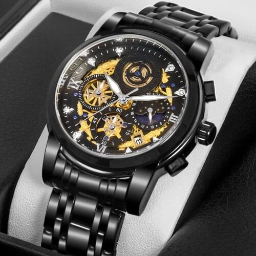 WWOOR 2021 New Top Luxury Brand Men Full Black Watch Quartz Sport Military Waterproof Chronograph Wristwatches Relogio Masculino