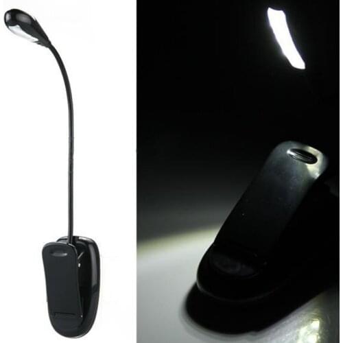 Black Music Stand Clip On Orchestra 4 White LED Book Reading Light Lamp