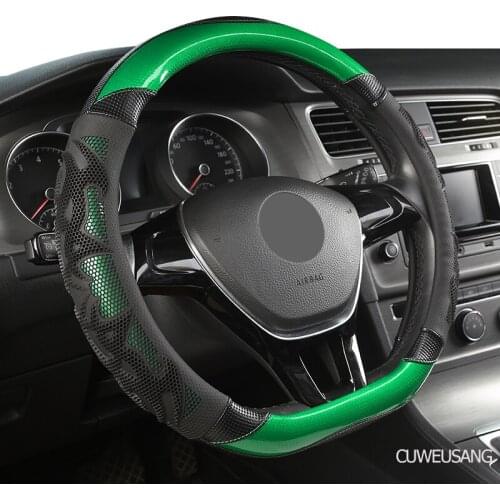 CUWEUSANG Carbon Fiber Leather Car Steering Wheel Cover For Fiat 500 500X Ducato Grande Punto Tipo Panda Freemont Bravo Stilo