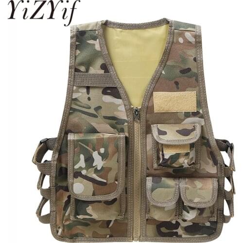 Children Combat Training Vest Boys Cosplay Costume Adjustable Waistcoat Kids Hiking Outdoor Jacket With Multi Pocket For CS Game