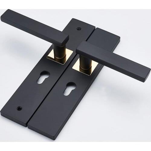 European Style Door Lock Indoor Bedroom Door Lock American Black Solid Wood Door Handle Household Silent Door Lock