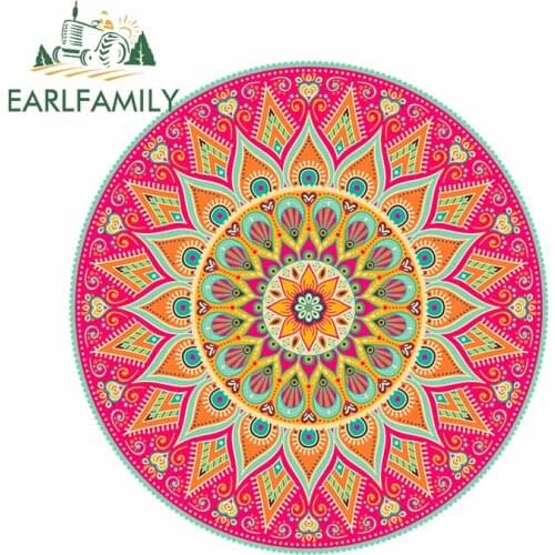 EARLFAMILY 13cm x 12.6cm for Complex Circular Repeating Pattern Personality Car Sticker Cartoon Decal for Bumper Motorcycle RV