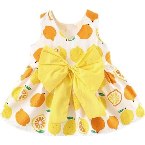 Baby Cotton Sleeveless Dress Baby summer sweat-absorbent cool dress Girl bow decoration princess dress Baby Girl fashion new dre