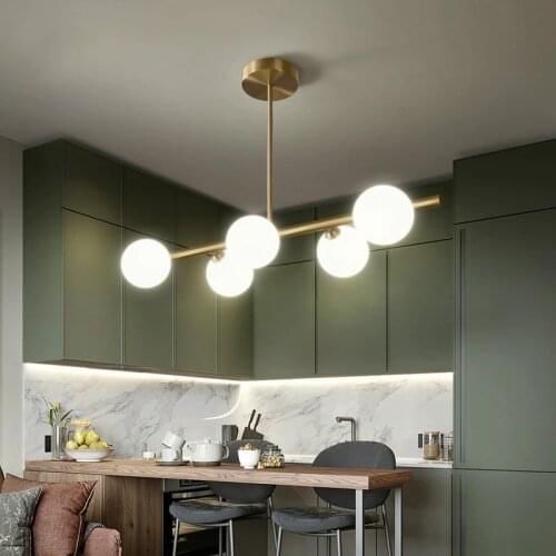 Nordic Style Lamps and Lanterns Copper Dining Room Chandelier Modern Minimalist New Creative Personality Atmosphere LED Lamp