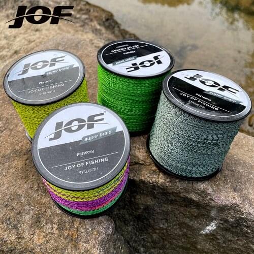 JOF 300M 500M 8 Strands PE Braided Fishing Line Multifilament Super Strong Invisible Wire Multicolor