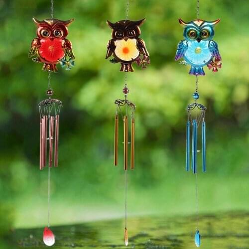 Head Eagle Wind Chime Metal Handicraft Owl Glass Painted Pendant Dream Catcher Decoration Home Wall Hanging Birthday Gift