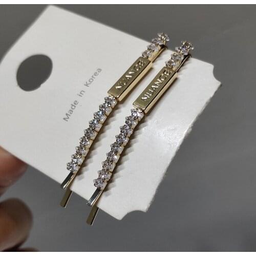 Letter Metal hHairgrip Diamond Simple Bangs Edge Clips Temperament Fashion Hairpins Headdress Set Styling Accessories