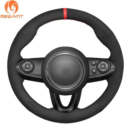 MEWANT Black Suede Genuine Leather Steering Wheel Cover for Mini Hatchback Mini 2014-2020 Clubman Convertible Countryman