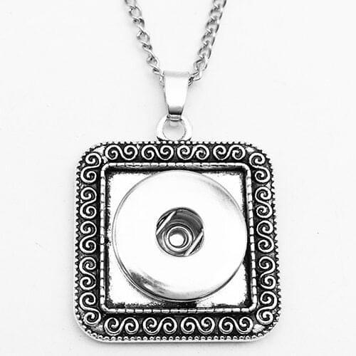 Newest square snap button jewelry pendant Necklace FX060 (fit 18mm 20mm 25mm snaps)