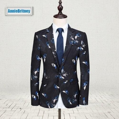2017 Latest Coat Pant Designs Black Floral Men Suit Fashion Pattern Jacket Tuxedo Slim Fit Style Suits Custom Blazer Masuclino