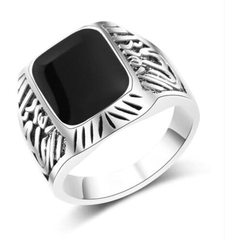 New Retro Geometric Bohemian Crystal Inlaid Rune Pattern Ring Mens Ring Fashion Metal Rune Amulet Ring Accessory Party Jewelry