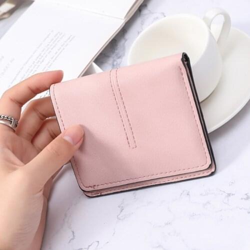 New Women Small Wallets Female Pure Color Card Holder with PU Leather Simple Mini Coin Purse Short Hasp Money Bags cartera mujer