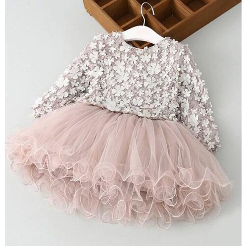 Baby Girl Clothing Flower Princess Girl Dress For Wedding Pageant Party Floral Winter Long Sleeve Girls Dresses Vestido Infantil