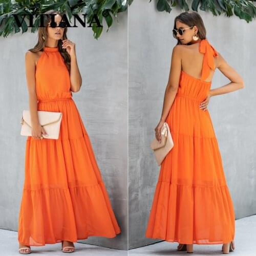 VITIANA Women Casual Long Dress For Womens Summer 2020 Female Sleeveless A-Line Wine Red Beach Dresses Woman Black Vestidos