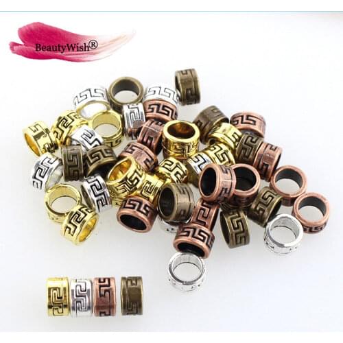 Mix color Antique silver Hair Braid Dreadlock Beads rings tube Viking Rune beard beads 60 pcs DIY Hair Styling Accessories