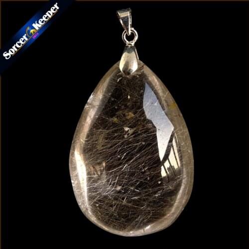 Rare Natural Quartz Gold Rutilated Garden Quartz Crystal Love Necklace Pendant natural minerals Fish Tank Beads TS506