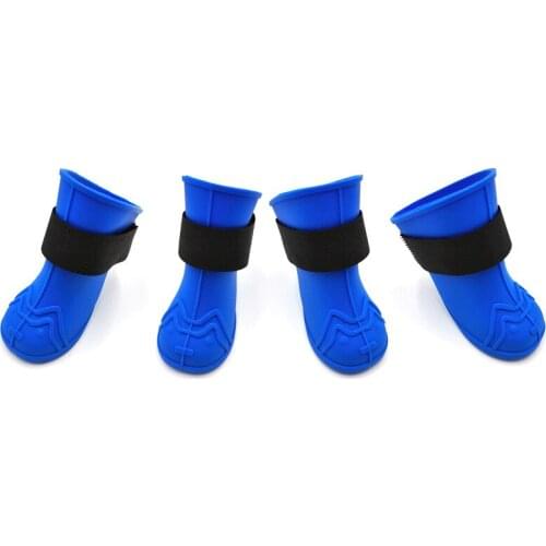4Pcs/set Pet Dog Rain Boots Silicone Waterproof Rain Shoes Anti-Slip Pet Footwear for Dog Puppy Rubber Boots Candy Color Shoes