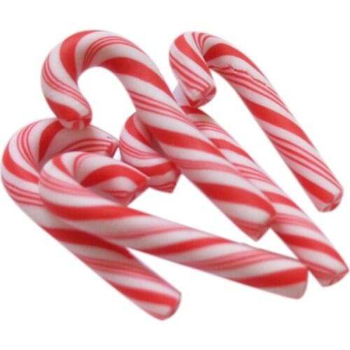 50Pcs Red And White Handmade Christmas Candy Cane Kawaii Miniature Food Dollhouse Home Decor Promotion