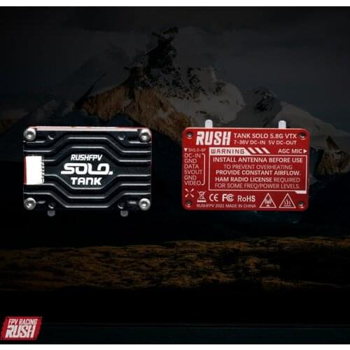 RUSH TANK SOLO 5.8G 48CH PITMode 1.6W 1600mW Adjustable VTX 2-6S Built-in Microphone CNC Cooling Shell for FPV Long Range DIY