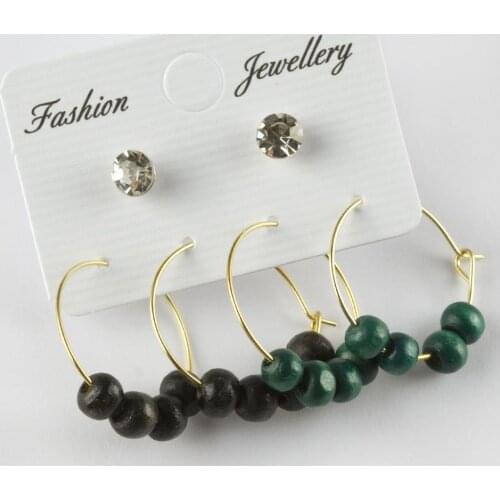 4'lü Gemstone Beads Ring Earrings