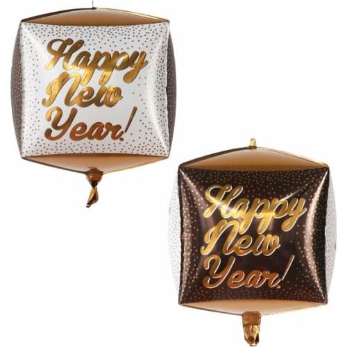 10/20pcs 22 Inchs 4D Balloons Happy New Year Metallic Rose Gold Square Balloons Birthday Baby Shower Wedding Decorations Globos