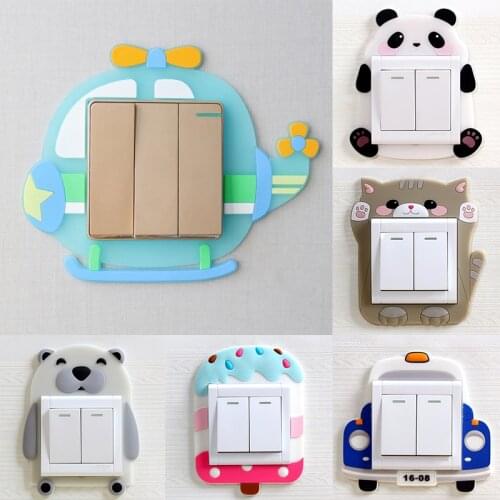 Silicone Washable 3D Wall Stickers Cute Cartoon Luminous Switch Light Children Room Decoration Multi Purpose for Household