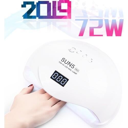 SUN5 PRO 72W UV Lamp UV LED Lamp Nail Dryer UV LED Nail Gel Polish Curing Nail Lamp with Bottom Timer LCD Display for Manicure