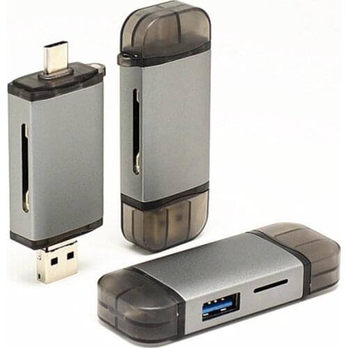 1Pc 6 in1 Universal SD/TF Card Computer Cell Phone SIM Card Readers 3.0 USB Type-C Micro USB OTG Card Reader Backup For Android