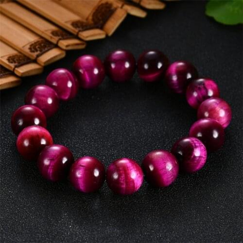 6mm 8mm 10mm 12mm High Quality Pink Tiger Eye Buddha Bracelets Natural Stone Round Beads Elasticity Rope Men Women Bracelet Gift