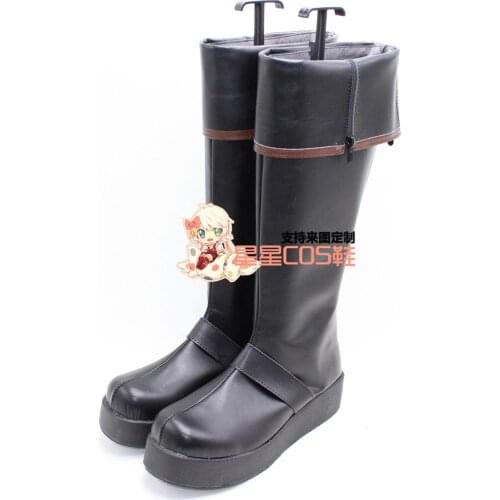 D.Gray-man Yu Kanda Girls Black Long Cosplay Shoes Boots X002