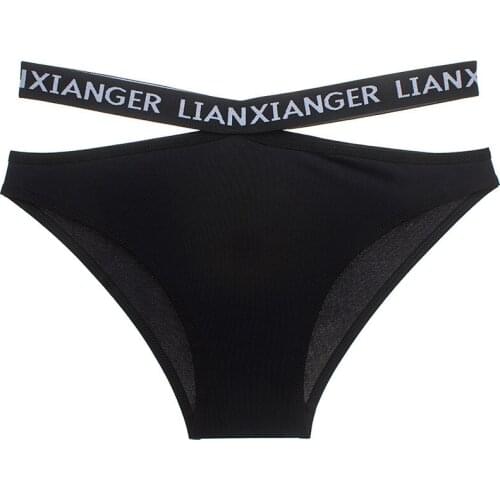 Female lady sexy letter wide belt sports temptation ice silk panties low waist briefs comfortable breathable briefs A19232