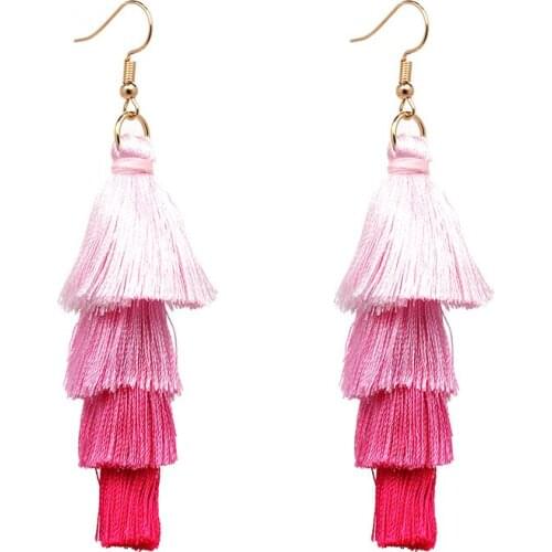 Mixed Color Multilayer Tassel Dangle Earrings For Women Handmade Crafts 2018 New Bohemia Style Charm Statement Jewelry Earring